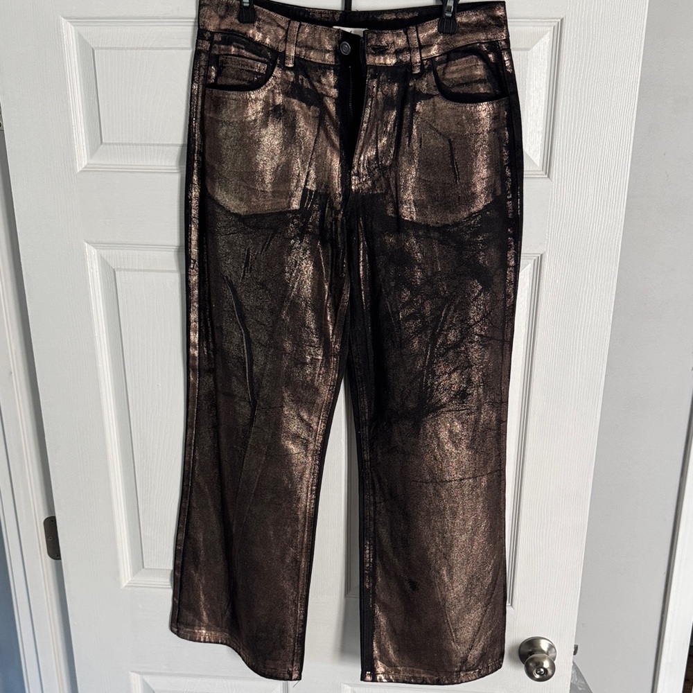 GB girls Metallic Bronze Wide-Leg Jeans
